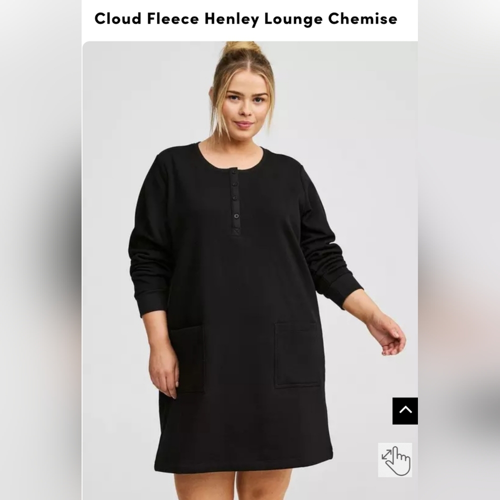EUC Torrid Cloud Fleece Black Henley Lounge Chemise